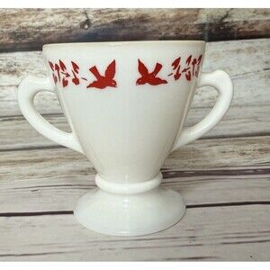 Hazel Atlas Ovide Red Bird Sugar Cup Dish Vintage